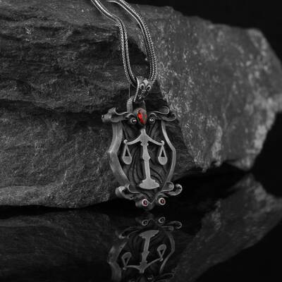 Scales Of Justice 925 Sterling Silver Men's Necklace - 3