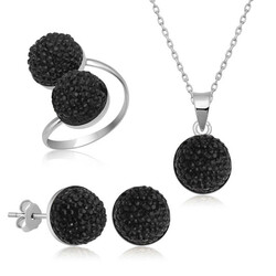 Silver Black Crystal Women's Set - Luxury Jewelry
