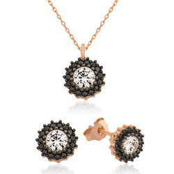 Silver Flower Solitaire Women's Set - Elegant Jewelry