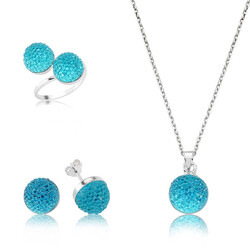Silver Green Crystal Stone Women's Set - Luxury Jewelry