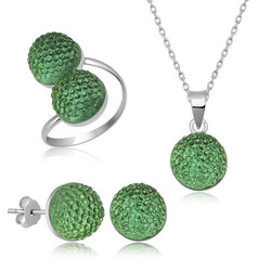 Silver Green Crystal Women's Set - Elegant Jewelry
