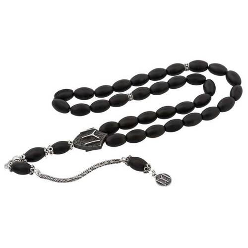 Silver Iyi Kayi Tasseled Onyx Men's Rosary - 1