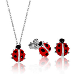 Silver Ladybug Women's Set - Luxury Jewelry