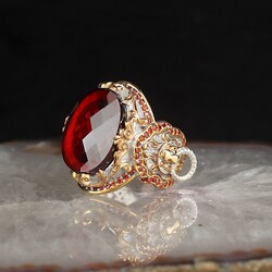 Silver Men's Ring With Rhodium Plated Zircon Stone And Lion Symbol - Luxury Jewelry