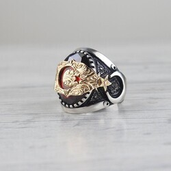 Silver Men's Ring With Zircon Stone And Star - 4