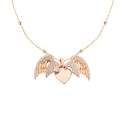 Silver Necklace With Angel Wings And Name Heart - Luxury Jewelry