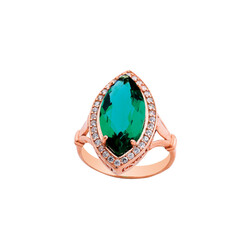 Silver Ring With Marquise Green Stone - Luxury Jewelry