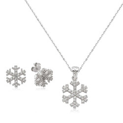 Silver Snowflake Women's Set - Elegant Jewelry