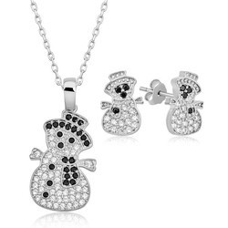 Silver Snowman Women's Set - Elegant Jewelry