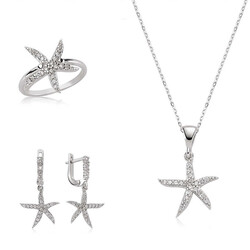 Silver Starfish Women's Set - Elegant Jewelry