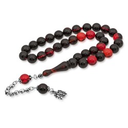 Silver Tassel Fire Amber Rosary - Elegant Jewelry