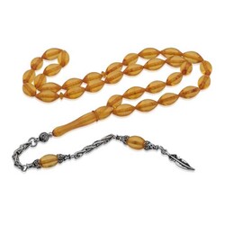 Silver Tassel Fire Amber Rosary - Elegant Jewelry