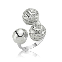 Silver Three Ball Women's Ring - Luxury Jewelry