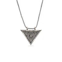 Silver Triangle Openable Rose Amulet Necklace - Elegant Jewelry