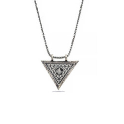 Silver Triangle Openable Tugra Amulet Necklace - Elegant Jewelry