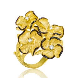 Silver Yellow Flower Women's Ring - Elegant Jewelry