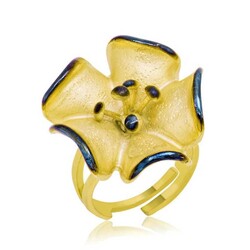 Silver Yellow Flower Women's Ring - Elegant Jewelry