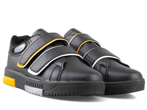 حذاء رياضي نسائي من الجلد من Tempo 6003 - أسود/ثلجي/برتقالي - 2