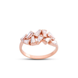 Trapezoidal Cut Asymmetric Rose Silver Ring - Luxury Jewelry