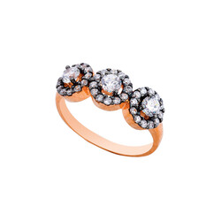 Tria Anturaj Diamond Mounted Silver Ring - Elegant Jewelry