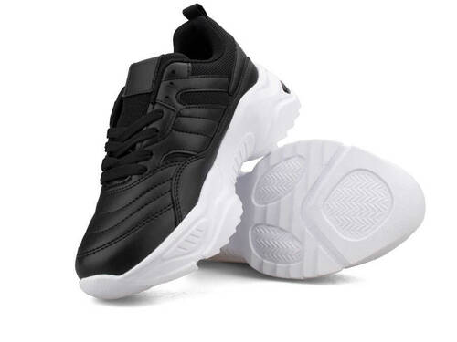 حذاء رياضي نسائي جلد مصفح 9670 - 2 أبيض/أسود - 3