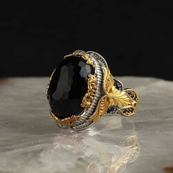 Zircon Stone Rhodium Plated 925 Sterling Silver Men's Ring - Luxury Jewelry