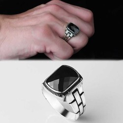 خاتم رجالي من الفضة عيار 925 بحجر الزركون - المجوهرات الفاخرة