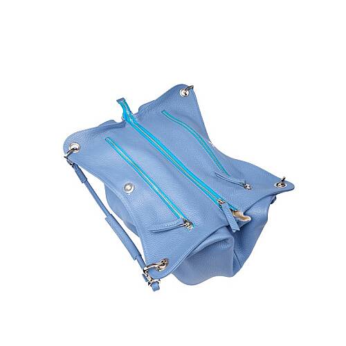 حقيبة كتف نسائية من الجلد الطبيعي من Guzini 6421 - أزرق جينز - 2