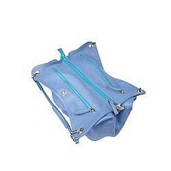 Guzini 6421 Women's Genuine Leather Shoulder Bag - Denim Blue - 2