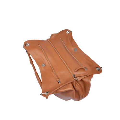 Guzini 6421 Women's Genuine Leather Shoulder Bag - Tan Brown - 2