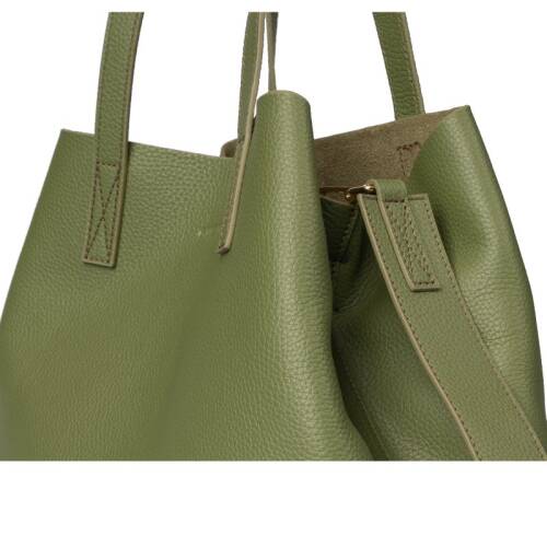 Guzini 7935 Women's Genuine Leather Shoulder Bag - Khaki - 6