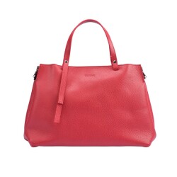 Guzini 8065 Women's Genuine Leather Handbag - Red - Guzini