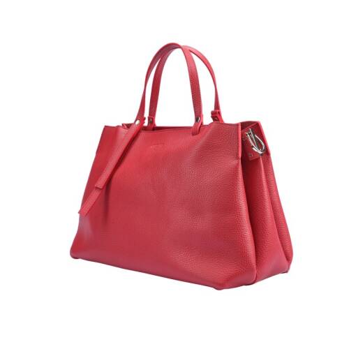 Guzini 8065 Women's Genuine Leather Handbag - Red - 2