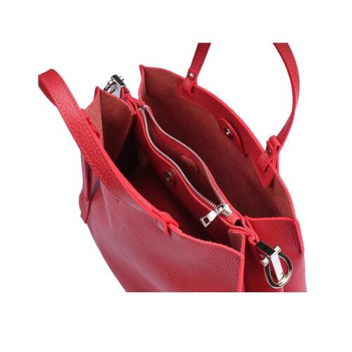 Guzini 8065 Women's Genuine Leather Handbag - Red - 3