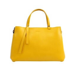 Guzini 8065 Women's Genuine Leather Handbag - Yellow - Guzini