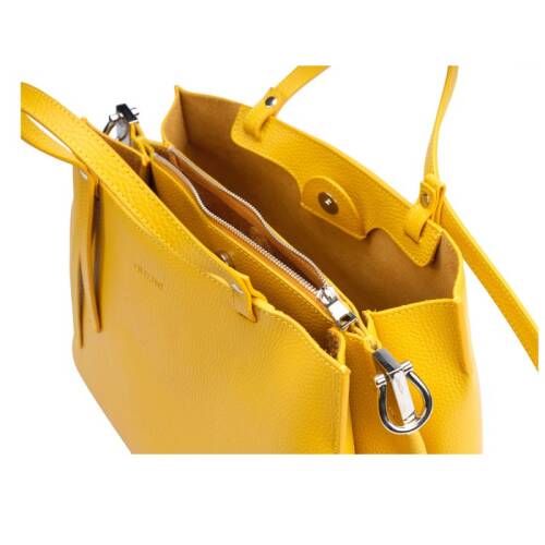 Guzini 8065 Women's Genuine Leather Handbag - Yellow - 4