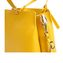 Guzini 8065 Women's Genuine Leather Handbag - Yellow - 5