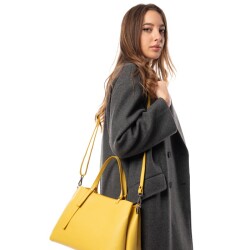 Guzini 8065 Women's Genuine Leather Handbag - Yellow - 6