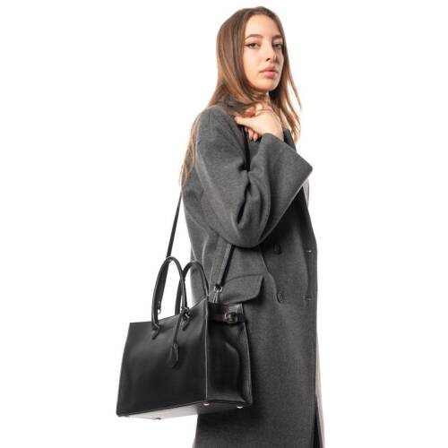 Guzini 8101 Women's Genuine Leather Handbag - Black - 7