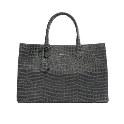 Guzini 8101 Women's Genuine Leather Handbag - Croco Dark Green - Guzini