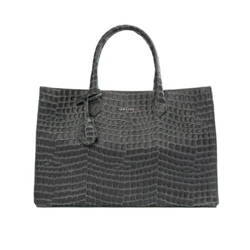 Guzini 8101 Women's Genuine Leather Handbag - Croco Dark Green - 1