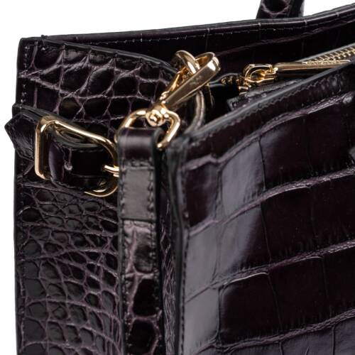 Guzini 8101 Women's Genuine Leather Handbag - Croco Grey - 6