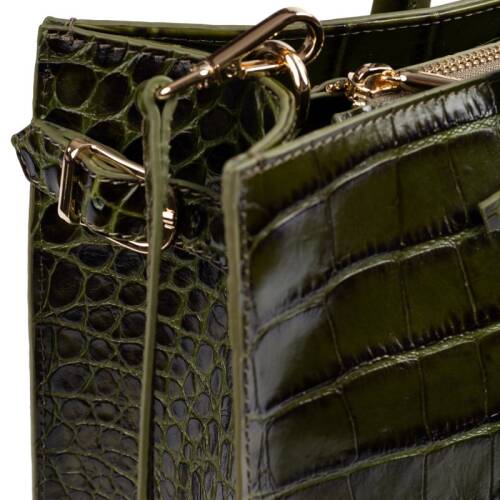 Guzini 8101 Women's Genuine Leather Handbag - Croco Khaki - 6