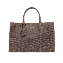 Guzini 8101 Women's Genuine Leather Handbag - Croco Sand - Guzini