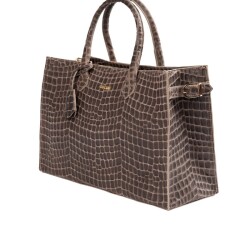 Guzini 8101 Women's Genuine Leather Handbag - Croco Sand - 3