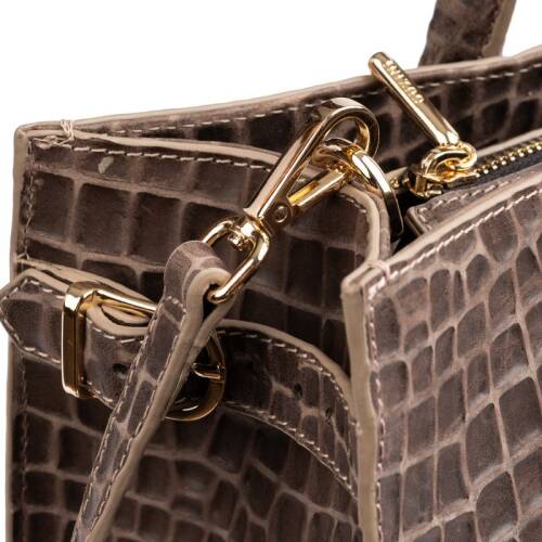 Guzini 8101 Women's Genuine Leather Handbag - Croco Sand - 6