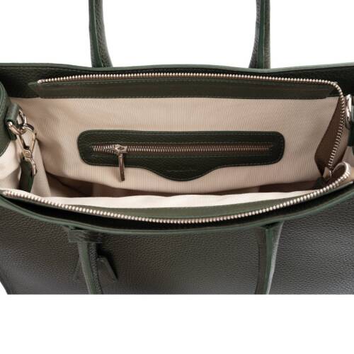 Guzini 8101 Women's Genuine Leather Handbag - Dark Green - 4
