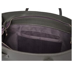 Guzini 8101 Women's Genuine Leather Handbag - Dark Grey - 2