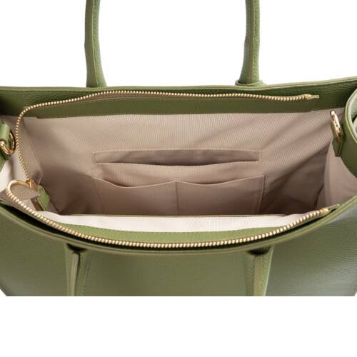 Guzini 8101 Women's Genuine Leather Handbag - Khaki - 4