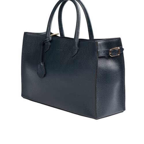 Guzini 8101 Women's Genuine Leather Handbag - Navy Blue - 3